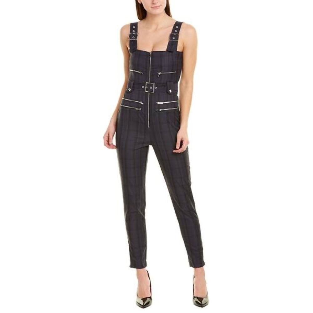 WeWoreWhat Moto Plaid Jumpsuit